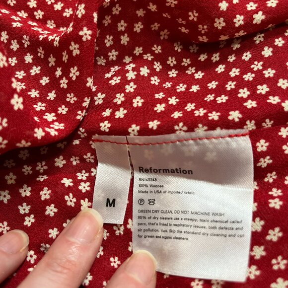 Reformation Dark Red Floral Wrap Maxi Dress | Size M - Picture 11 of 11